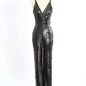 NWT Dress the Population Charlie Sequin Wide Leg Jumpsuit XS $318